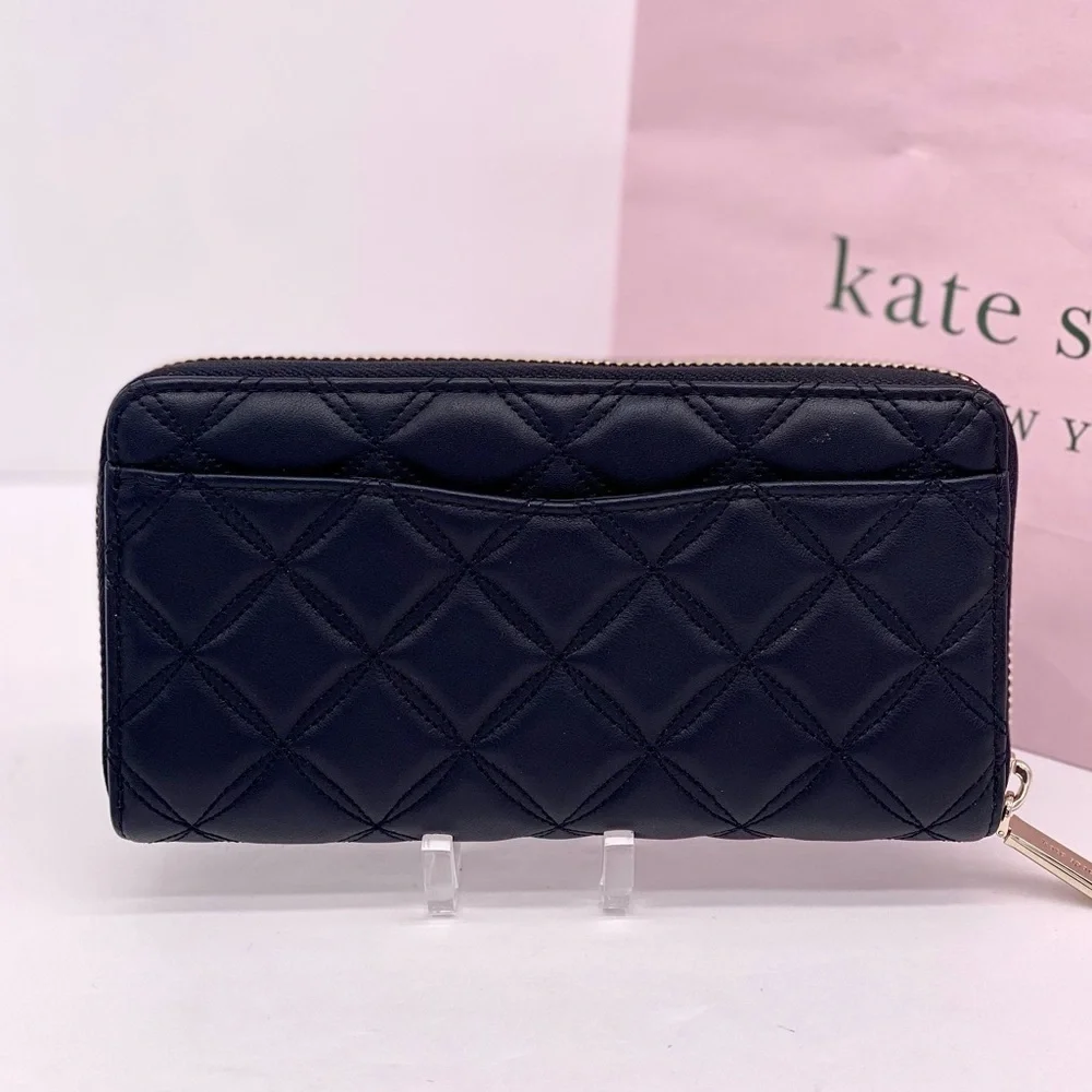 Kate Spade Large Natalia Continental Quilted Leather Wallet Black